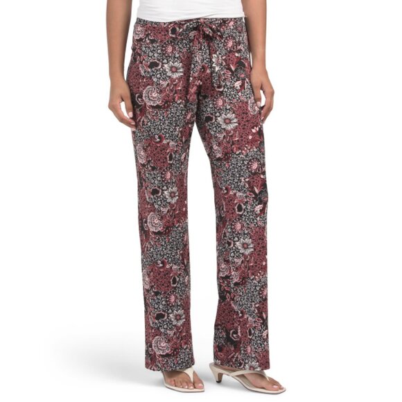 LOVE SCARLETT FLORAL MULTI Printed Wide Leg Pants With Tie Waist - Picture 1 of 2